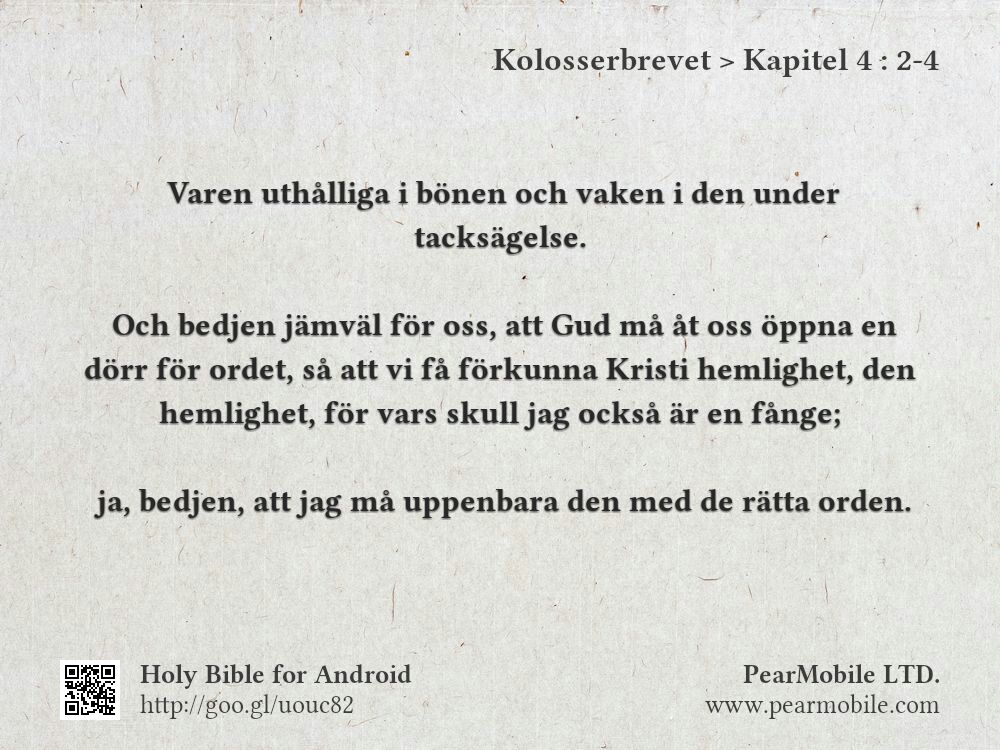 Kolosserbrevet, Kapitel 4:2-4